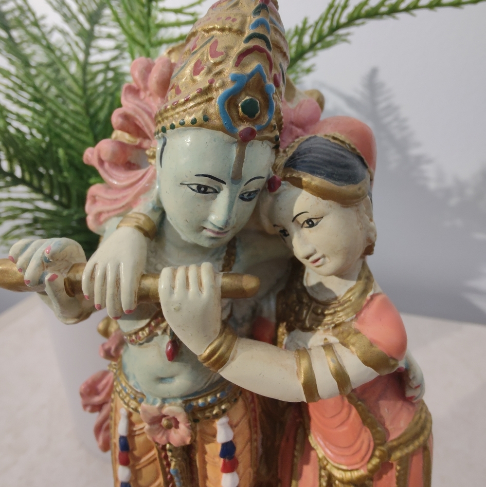 Krishna & Radha Statue, Hand Painted